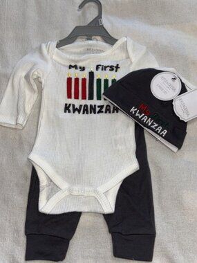 Kyle &‎ Deena 3Pc Outfit Baby 0-3M My First Kwanzaa